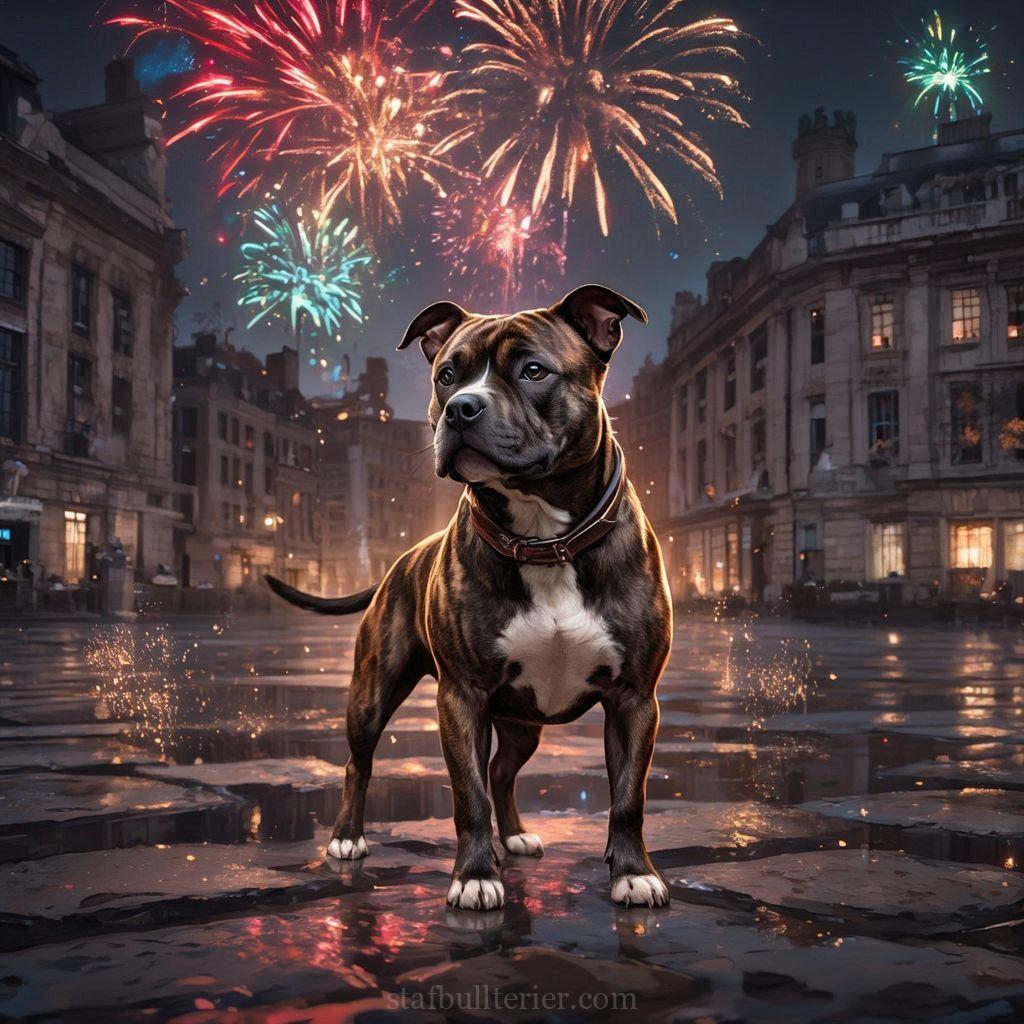 Jak odnaučit pejska bát se bouřky, ran a ohňostrojů 40 Jak odnaučit pejska bát se bouřky, ran a ohňostrojů stafordšírský bulteriér ilustrace