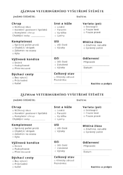 Zaznam veterinarniho vysetreni stenete